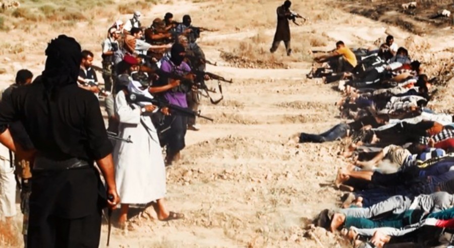 In this image it is claimed that Members of ISIS are preparing to execute some soldiers from Iraq's security forces. It is one of many reportedly posted by the militant group online. WARNING: the authenticity of the images has not been independently verified.