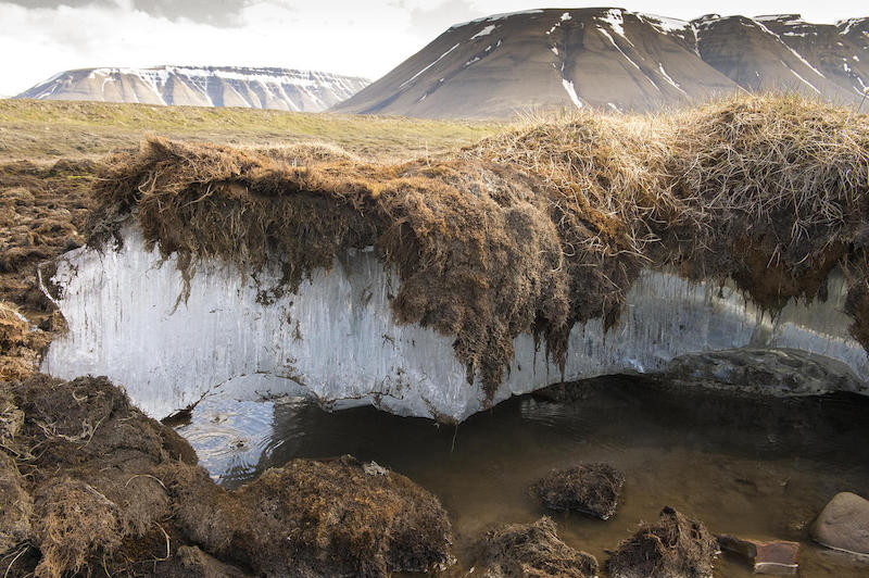Permafrost melting in Svalbard, Norway.